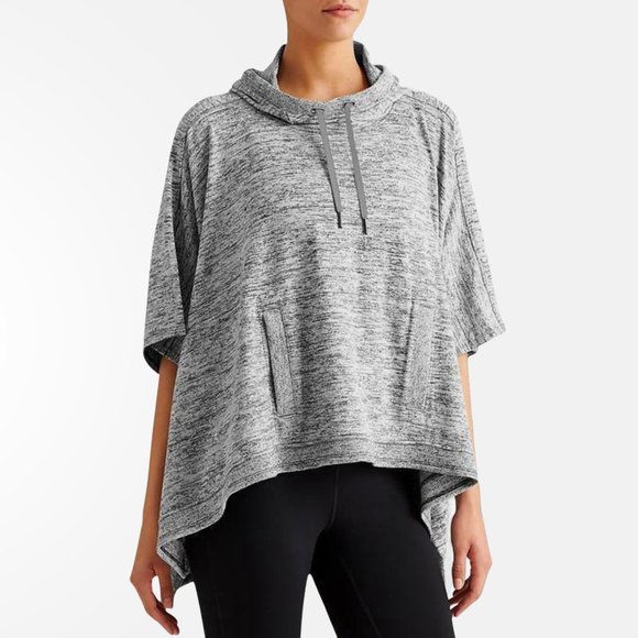 Talbots Oversized Marled Grey Front Kangaroo Pocket Hoodie Poncho Sweatshirt - Picture 2 of 16